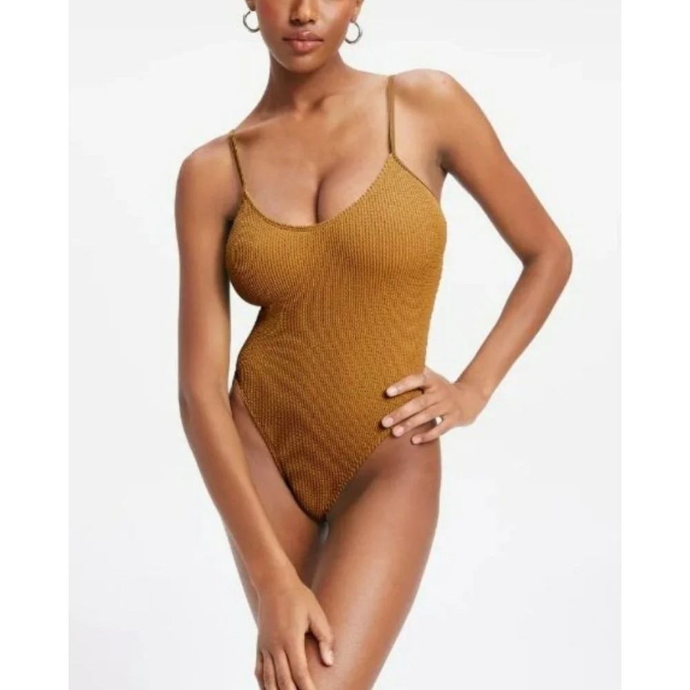 GOOD AMERICAN Always Fits One Piece Swimsuit Crinkle Rib Knit